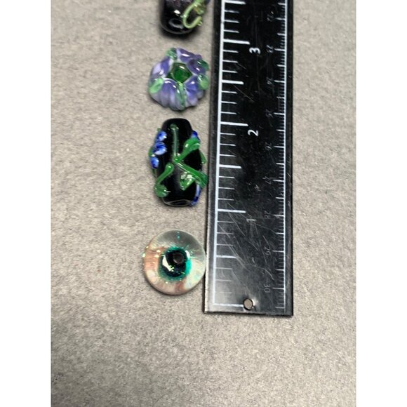 Handmade Lampwork Glass Bead Mix - Floral & Abstract Designs for Jewelry Making - Picture 6 of 8